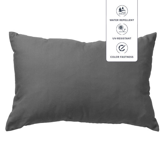 Dutch Decor - SANTORINI - Sierkussen voor buiten 40x60 cm - waterafstotend en uv-bestendig - Charcoal Gray - antraciet