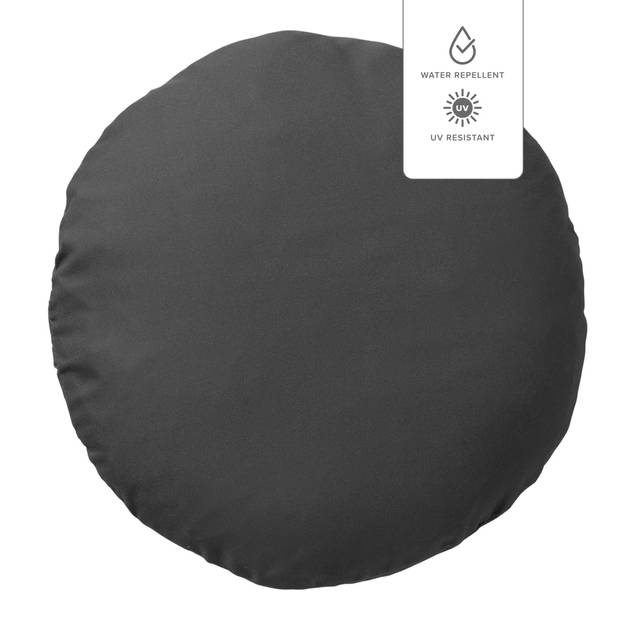 Dutch Decor - SOL - Buitenkussen rond Ø40 cm - waterafstotend en uv-bestendig - Charcoal Gray - antraciet