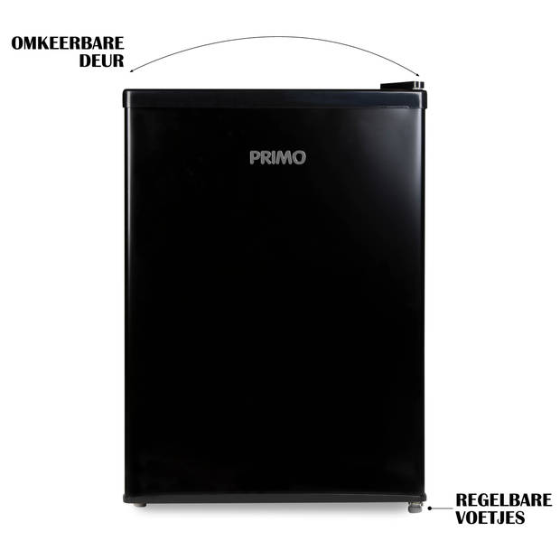 PRIMO PR129FR Koelkast tafelmodel - 65 liter inhoud - Zwart - Koelkast tafelmodel vrijstaand