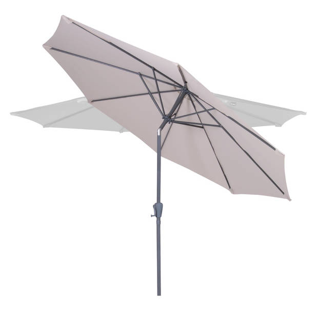 VONROC Premium Stokparasol Recanati Ø300cm – Incl. beschermhoes - Ronde parasol - Kantelbaar – UV werend doek - Beige