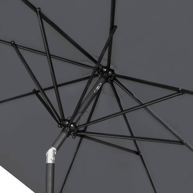 VONROC Premium Stokparasol Recanati Ø300cm – Incl. beschermhoes - Ronde parasol - Kantelbaar – UV werend doek - Grijs