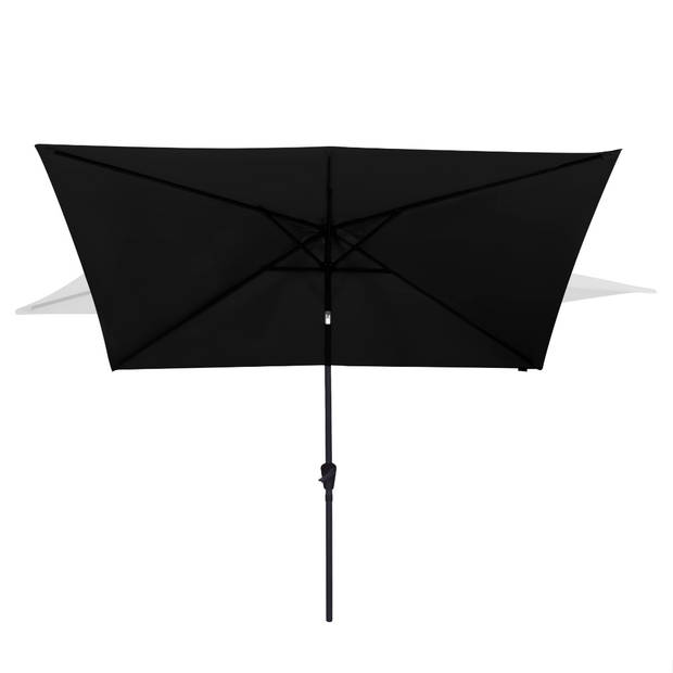 VONROC Premium Parasol Rapallo 200x300cm – Duurzame parasol - Kantelbaar – UV werend doek - Antraciet/Zwart – Incl. besc
