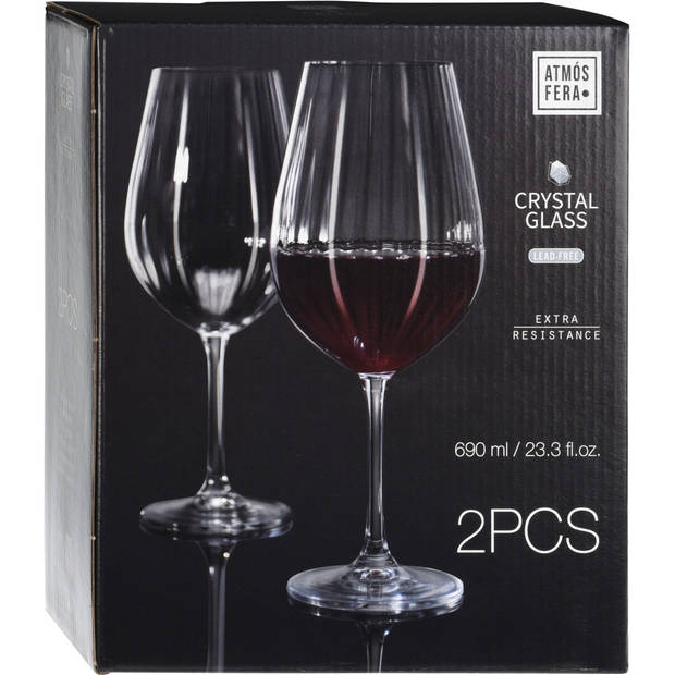 6x Rode wijn glazen 69 cl/690 ml van kristalglas - Wijnglazen