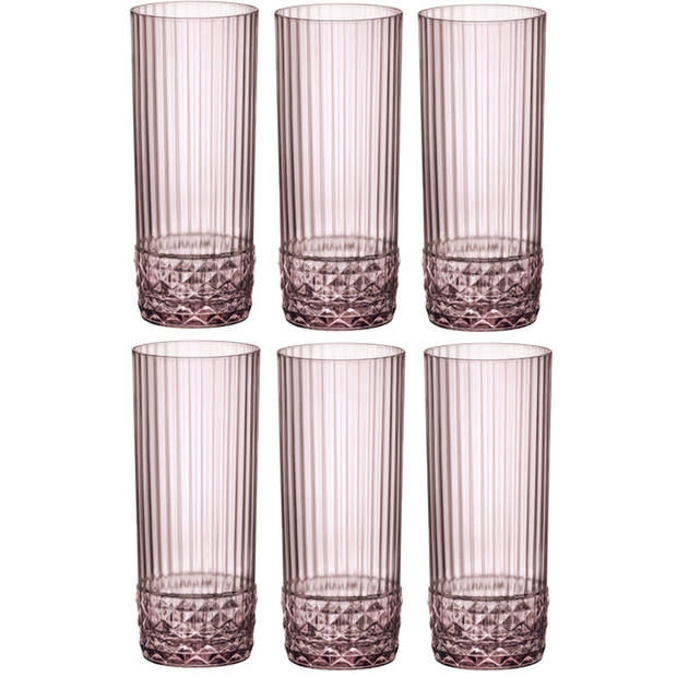 Bormioli Rocco Longdrinkglazen America 20's - Lilac Rose - 490 ml - 6 stuks