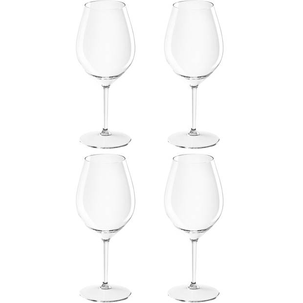 4x Witte of rode wijn glazen 51 cl/510 ml van onbreekbaar transparant kunststof - Wijnglazen