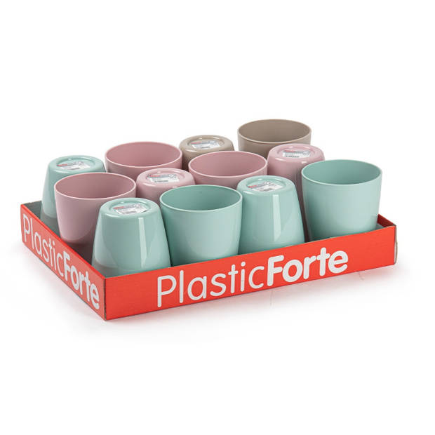 Plasticforte 12x Kunststof drinkglazen - gekleurd - 400 ml - onbreekbaar - Drinkglazen