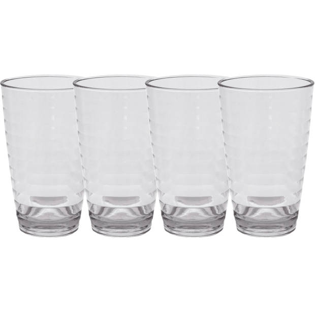 Camping drinkglazen - 2x - kunststof - transparant - onbreekbaar - 400 ml - Drinkglazen