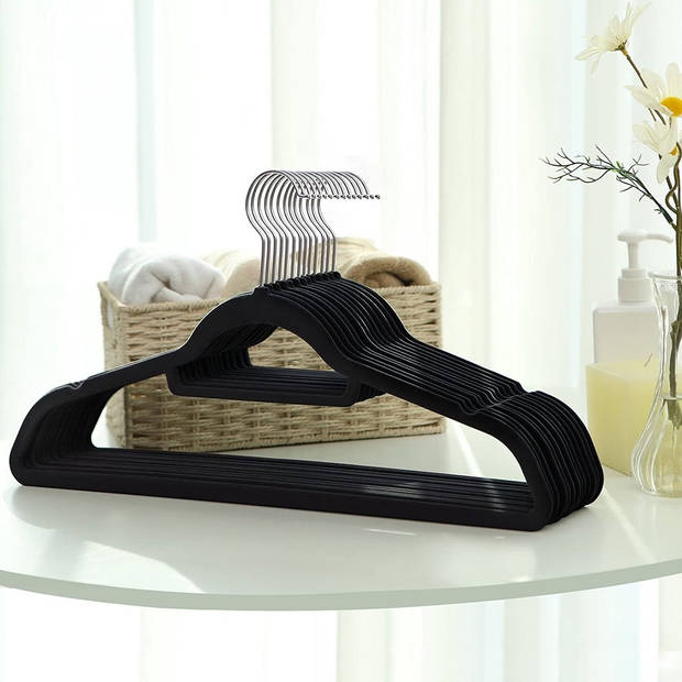 Parya Home - 100 Anti-slip kleerhangers - Zwart