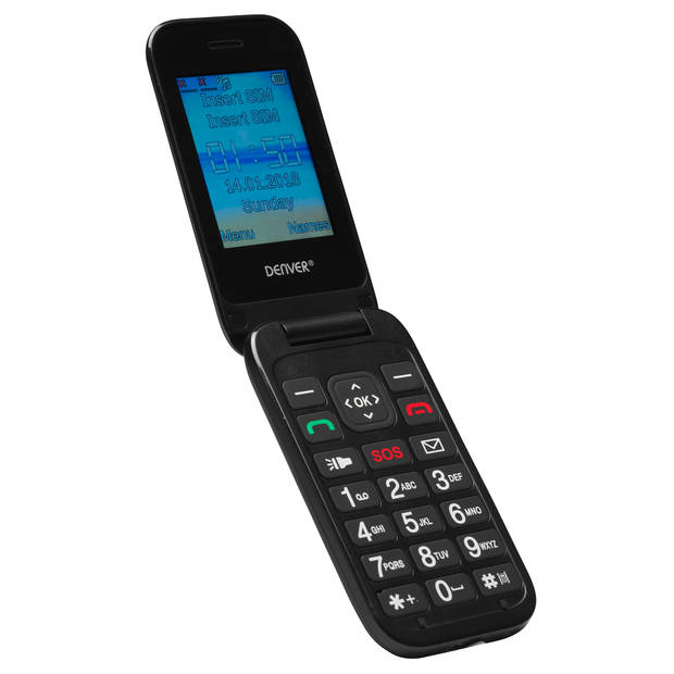Denver Senioren Telefoon - Grote Toetsen - GSM met Oplaadstation – klaptelefoon Simlock Vrij - SOS knop – BAS24200M
