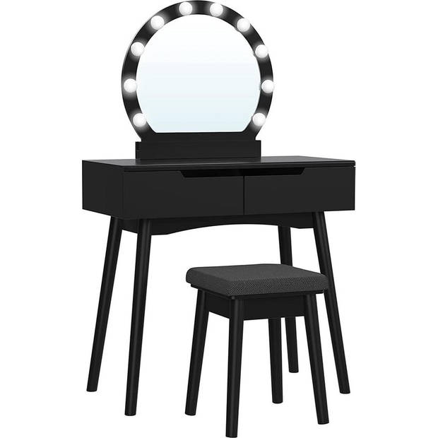 Kaptafel - Zwart - met kruk - Lampen - spiegel