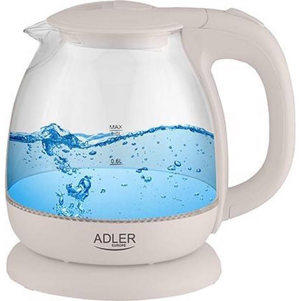 Top Choice - Waterkoker - met led - glas - 1 liter - creme