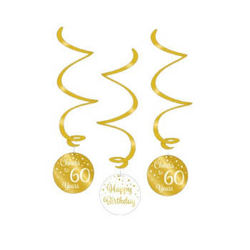 Paper Dreams swirlslingers 60 jaar 70 cm goud/wit 3 stuks