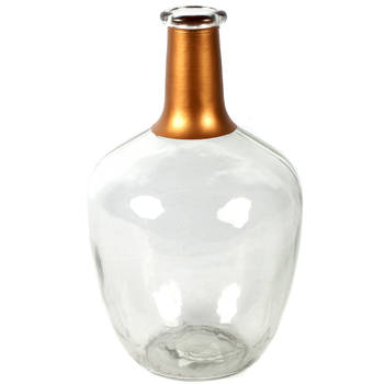Countryfield Bloemenvaas Firm Big Bottle - helder transparant/koper - glas - D15 x H25 cm - Vazen