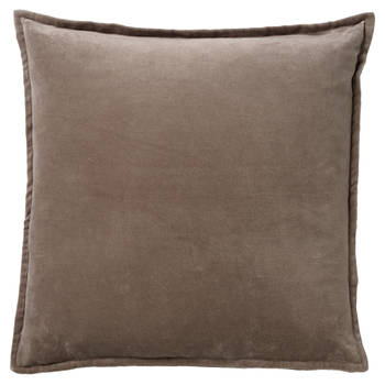 Dutch Decor - CAITH - Sierkussen 50x50 cm - 100% katoen - velvet - lekker zacht - Driftwood - taupe