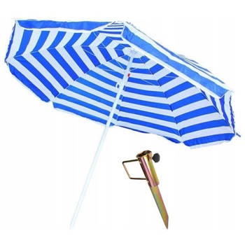 Strandparasols blauw/wit 165 cm met parasolhouder - Parasols