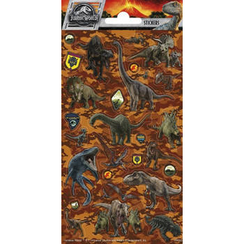 Jurassic World stickervel jongens papier bruin/groen 27 stuks