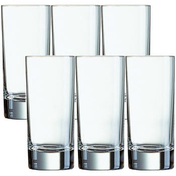 6x Stuks transparante drinkglazen/longdrinkglazen 220 ml van glas - Longdrinkglazen