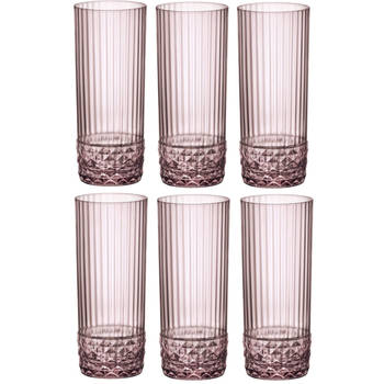 Bormioli Rocco Longdrinkglazen America 20's - Lilac Rose - 490 ml - 6 stuks