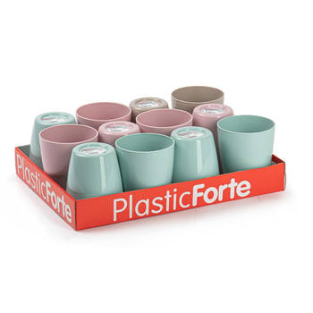 Plasticforte 12x Kunststof drinkglazen - gekleurd - 400 ml - onbreekbaar - Drinkglazen