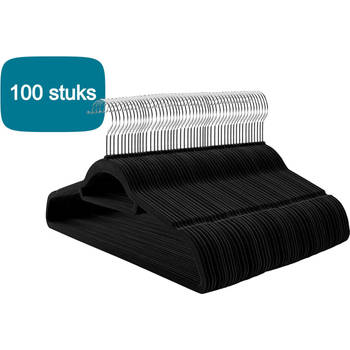 Parya Home - 100 Anti-slip kleerhangers - Zwart