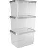 Comfort Line Opbergbox - 22L - Set van 3 - Transparant/grijs