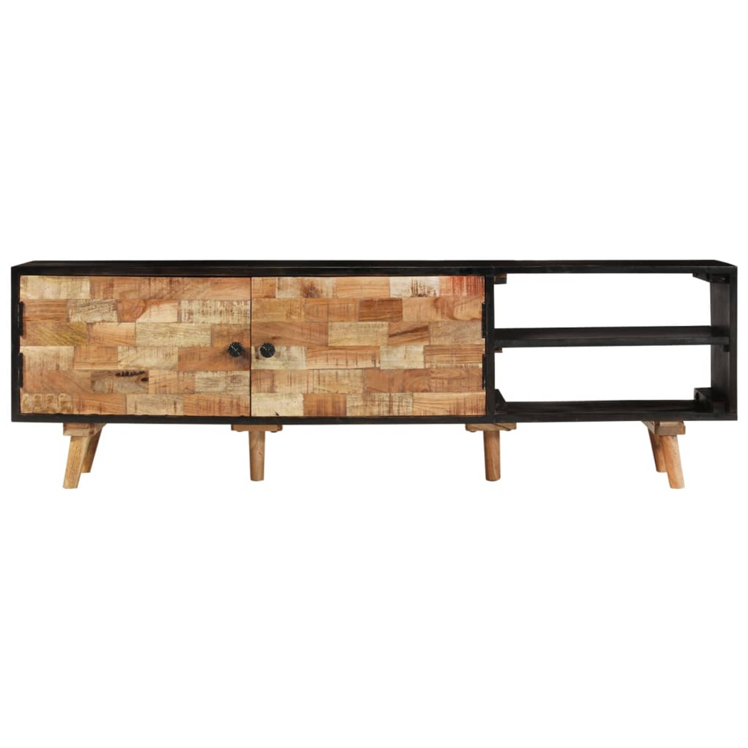 The Living Store Tv-meubel 140x30x45 cm ruw mangohout en massief acaciahout - Kast