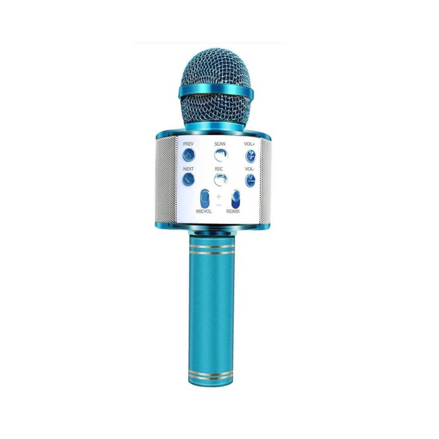iBello Draadloze Karaoke microfoon Blauw - Bluetooth - Geschikt voor Android & iOS