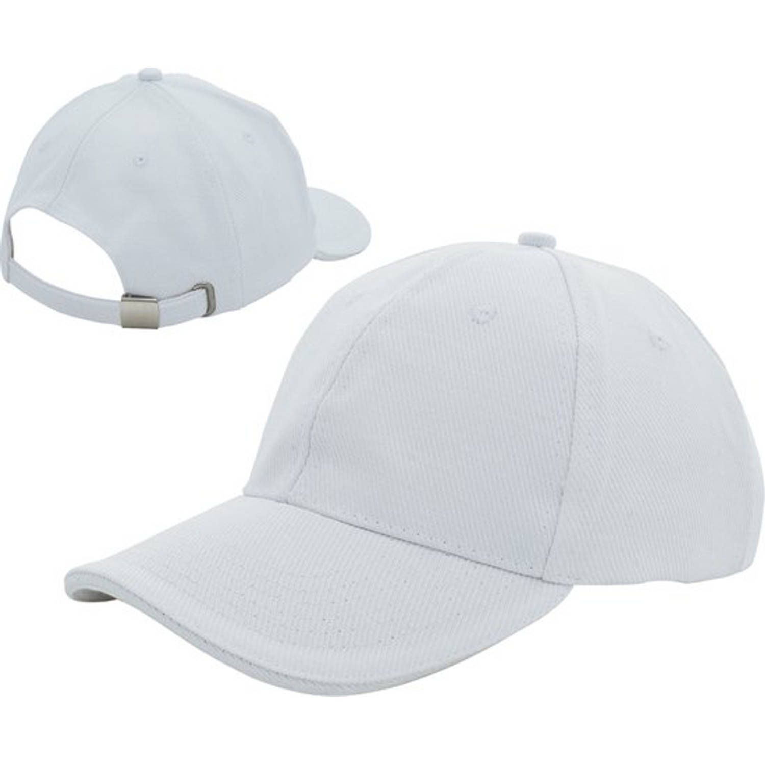 Benza Baseball Cap - canvas-katoen - 6 panelen - Metalen Gesp - Wit