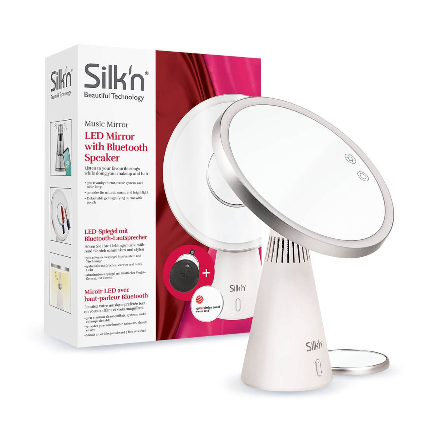 SilkN Music Mirror with bluetooth LED tabletop Accessoire