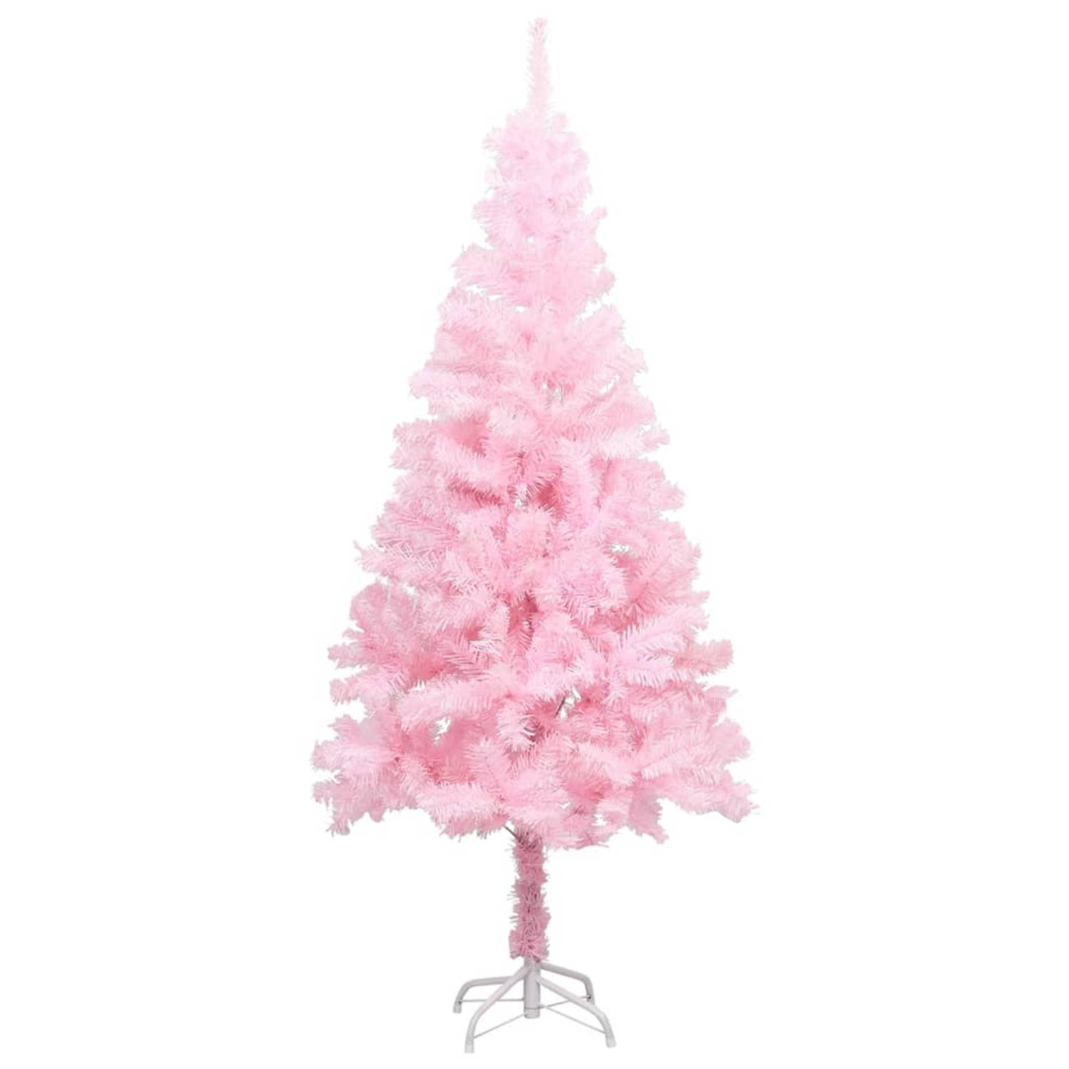 The Living Store Kunstkerstboom met LED's en standaard 120 cm PVC roze - Decoratieve kerstboom