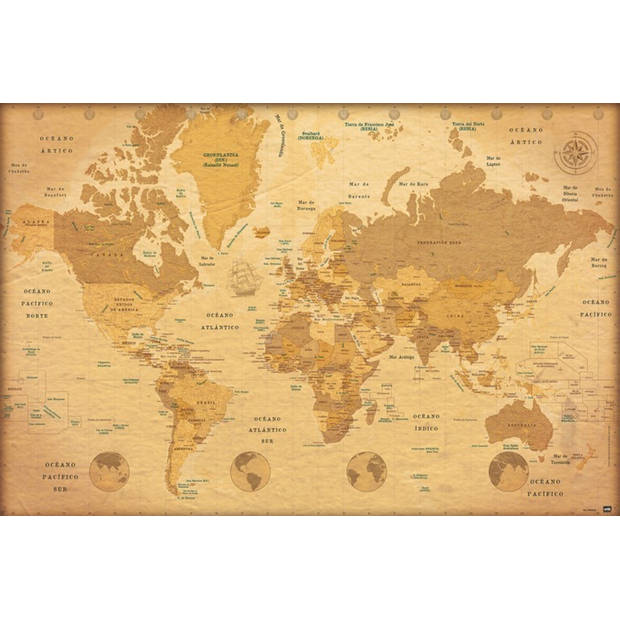 Poster Map World ES Vintage 91,5x61cm