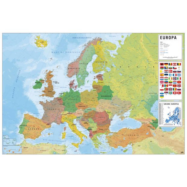 Poster Physical Political Map of Europe Ita 91,5x61cm