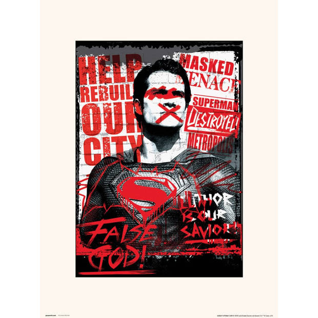 Kunstdruk DC Batman V Superman Superman False God 30x40cm