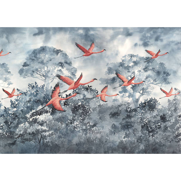 Fotobehang - Flamingos in the Sky 400x280cm - Vliesbehang
