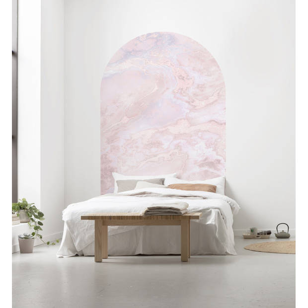 Fotobehang - Mármol Rosa 127x200cm - Rond - Vliesbehang - Zelfklevend