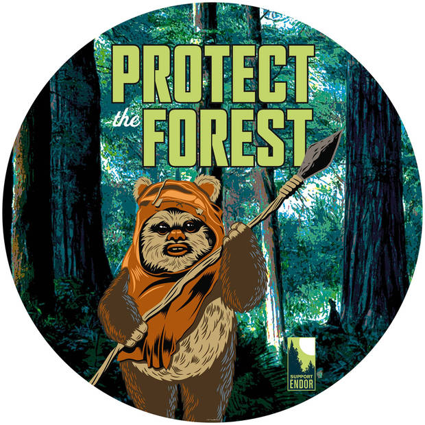 Fotobehang - Star Wars Protect the Forest 125x125cm - Rond - Vliesbehang - Zelfklevend