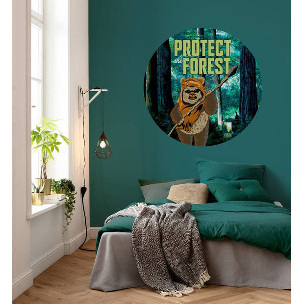 Fotobehang - Star Wars Protect the Forest 125x125cm - Rond - Vliesbehang - Zelfklevend