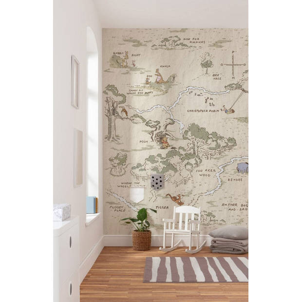 Fotobehang - Winnie Pooh Map 200x240cm - Vliesbehang