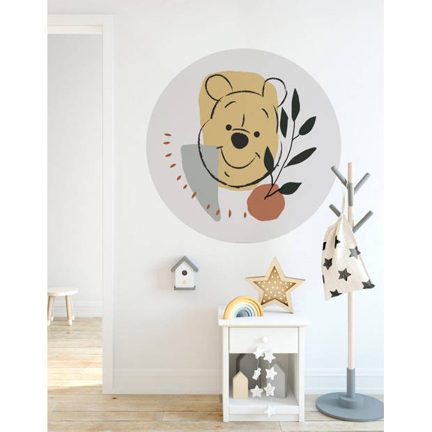 Fotobehang - Winnie the Pooh Smile 125x125cm - Rond - Vliesbehang - Zelfklevend