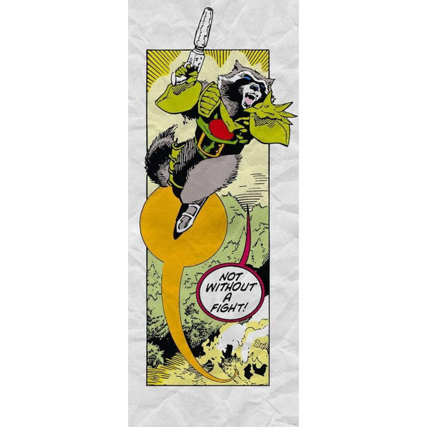 Fotobehang - Guardians Retro Comic Rocket Raccoon 100x250cm - Vliesbehang