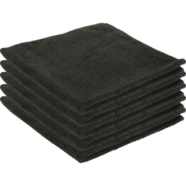 10x Zwarte bardoeken schoonmaakdoeken 40 x 40 cm microvezel materiaal - Vaatdoekjes