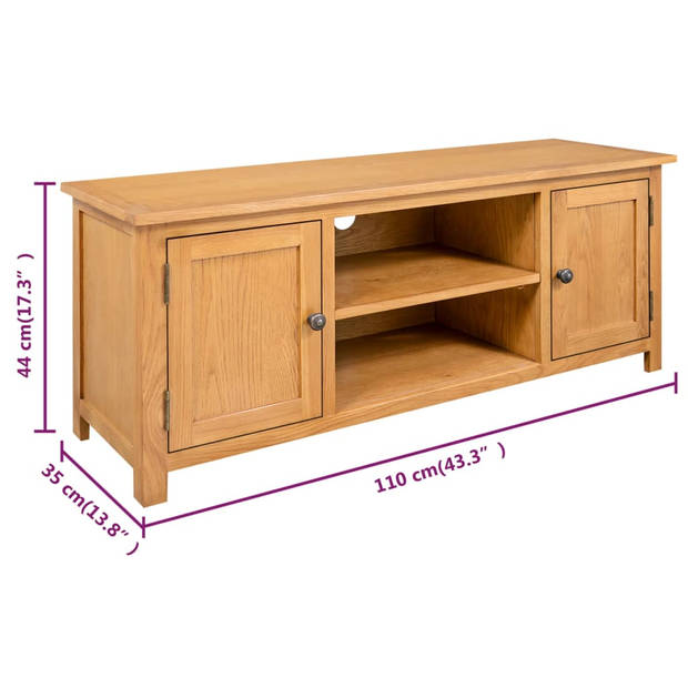 vidaXL Tv-meubel 110x35x44 cm massief eikenhout