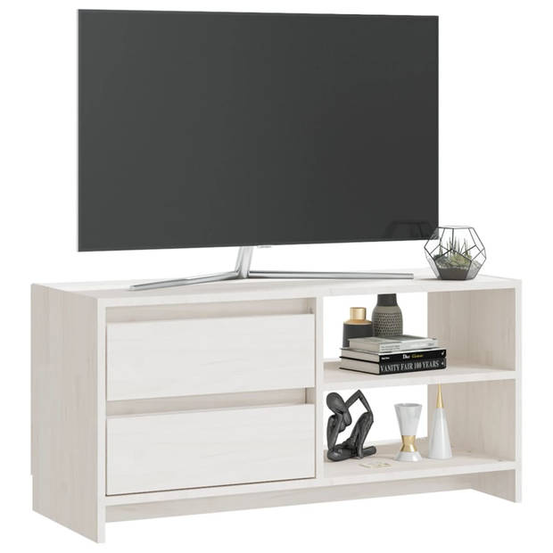 vidaXL Tv-meubel 80x31x39 cm massief grenenhout wit