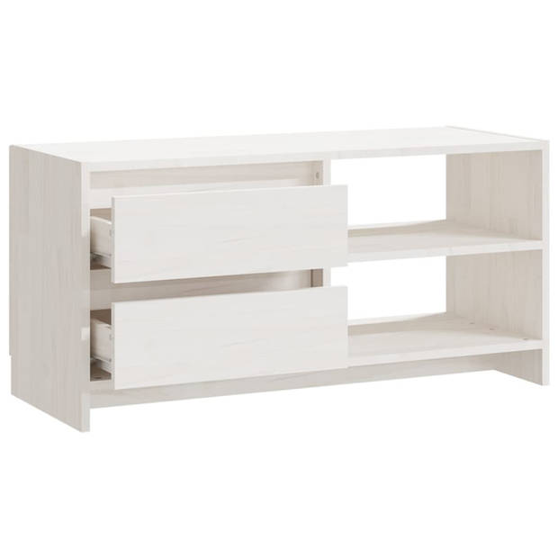 vidaXL Tv-meubel 80x31x39 cm massief grenenhout wit