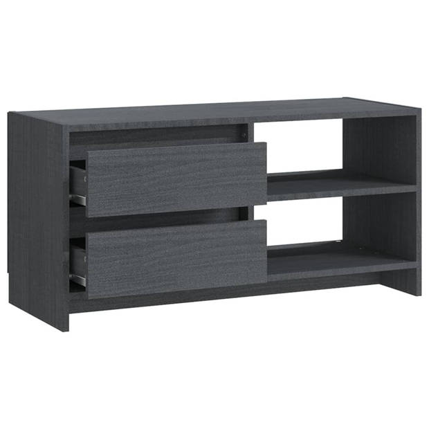 vidaXL Tv-meubel 80x31x39 cm massief grenenhout grijs