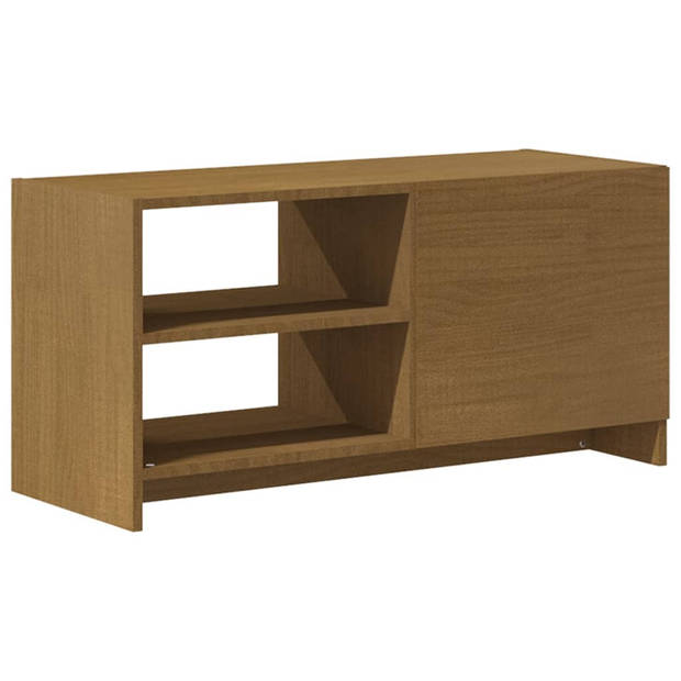 vidaXL Tv-meubel 80x31x39 cm massief grenenhout honingbruin