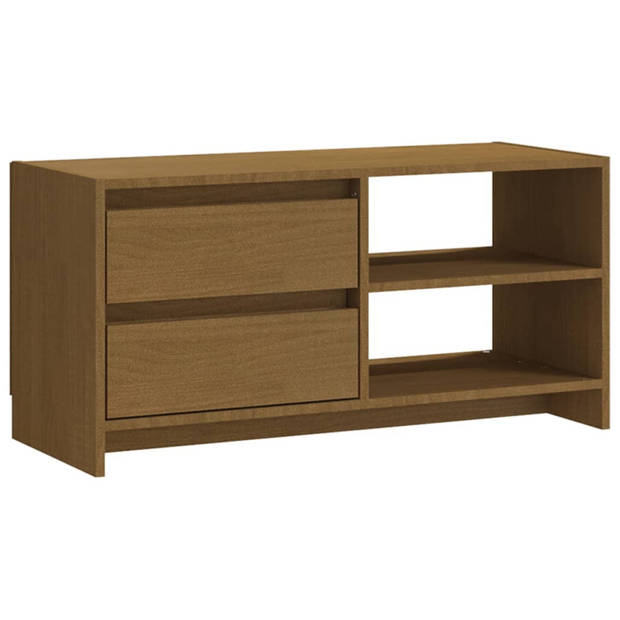 vidaXL Tv-meubel 80x31x39 cm massief grenenhout honingbruin