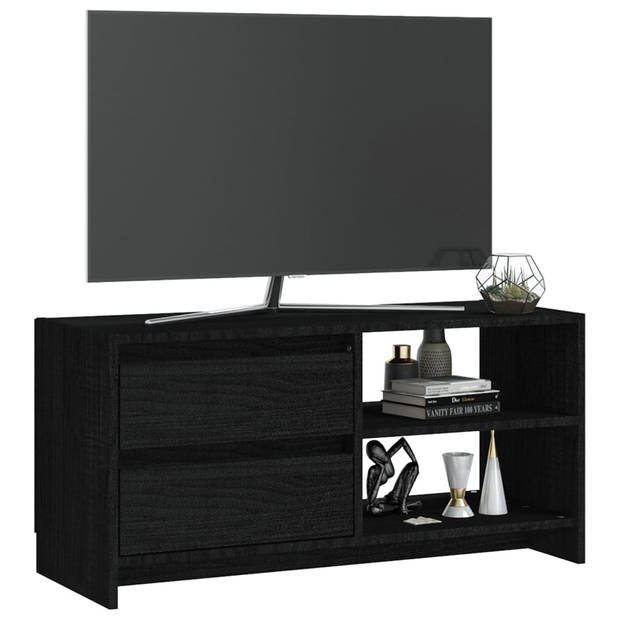 vidaXL Tv-meubel 80x31x39 cm massief grenenhout zwart