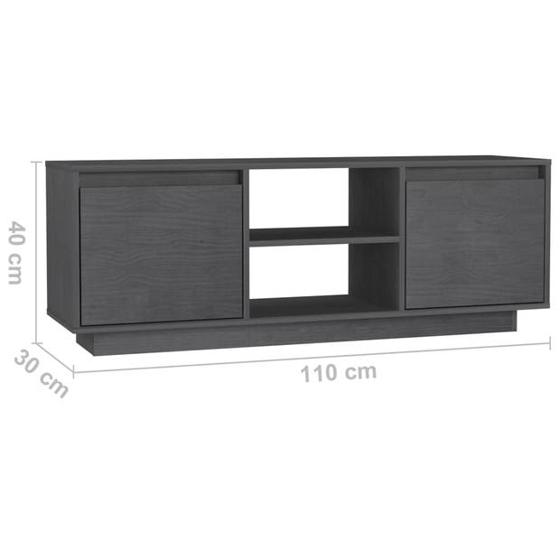 vidaXL Tv-meubel 110x30x40 cm massief grenenhout grijs