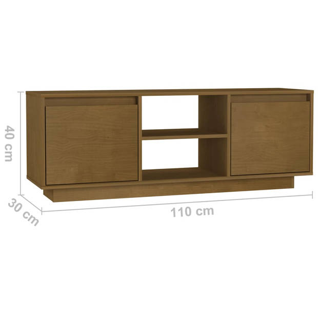 The Living Store TV-meubel Grenenhout 110x30x40 cm - Hifi kast met lades en opbergschappen